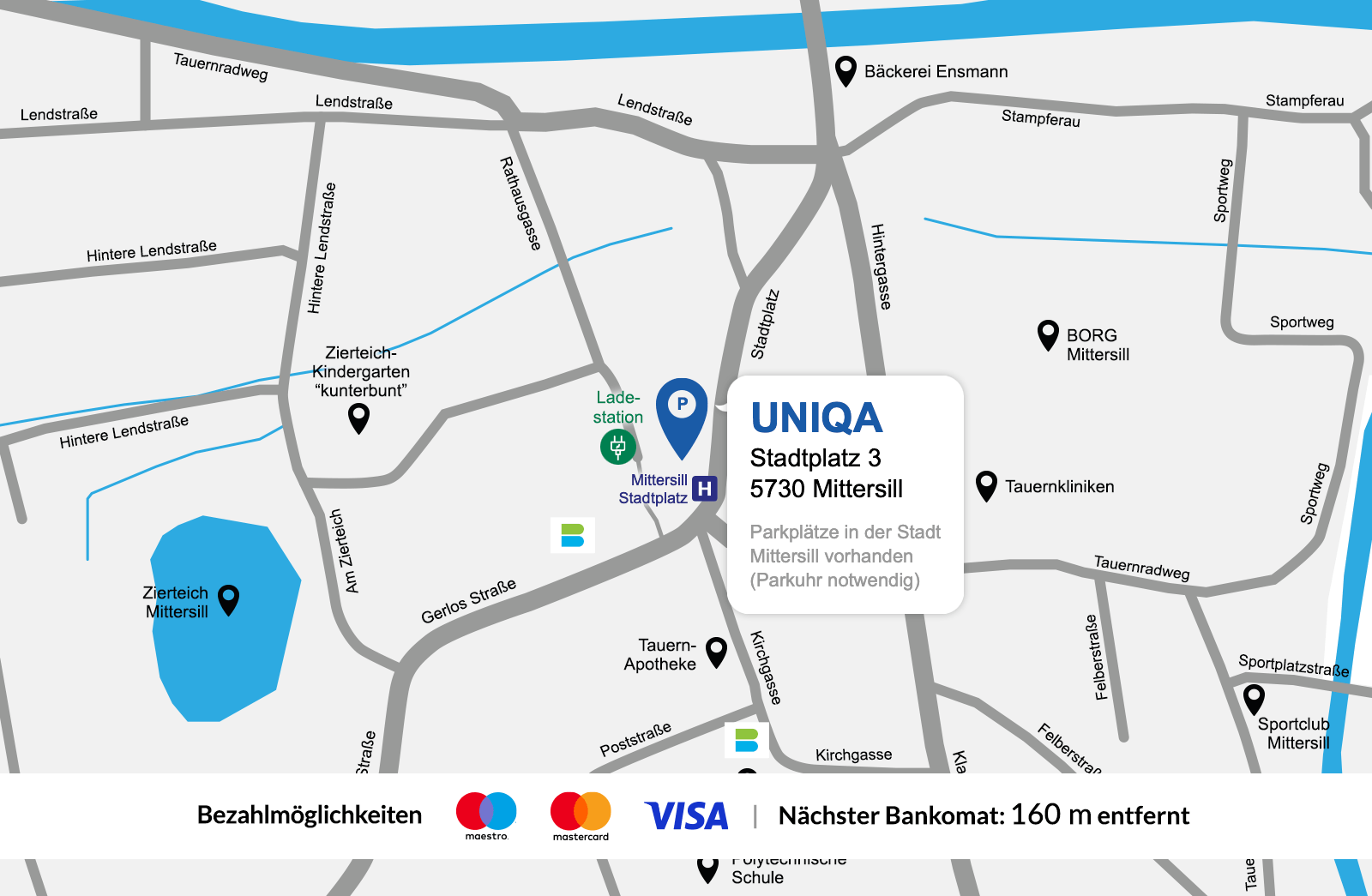 Eine detaillierte gezeichnete Karte der UNIQA Generalagentur Mittersil